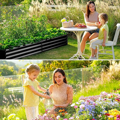 Land Guard 2 Pack 6×3×1ft Galvanized Metal Raised Garden Bed, Metal Planter Kit Box Outdoor for Deep-Rooted Vegetables, Flowers, Green and Herbs (Gray)