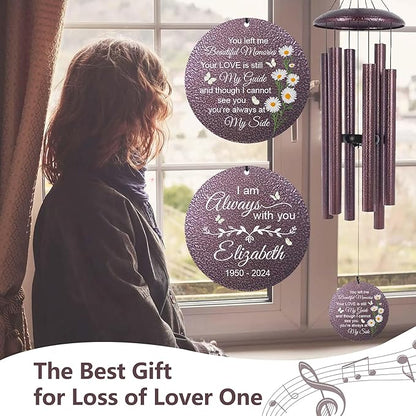 ASTARIN Personalized Memorial Wind Chime for Loss of Loved One 30/36/45 inch, Sympathy Deep Tone Wind Chimes for Mom Dad/Mother Father, Remembrance Gifts for Grief Condolence Funeral, Produced in USA