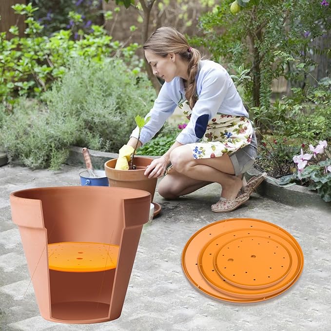 2Pcs Planter Inserts for Large Pots, 18" Round Plastic Planter Insert with Drainage Holes for Place Inside Planters to Use Less Potting Soil for Tall Flower Pots Plant Containers (18inch)