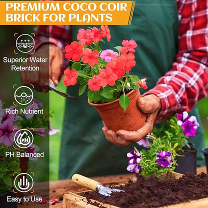 Organic Coco Coir 9 Pcs Compressed Coconut Coir Bricks Coconut Fiber Husk Substrate Mulch Coconut Bark Core Growing Medium Peat Moss Soil High Nutrition for Plants Gardening Seed Starting Soil Mix