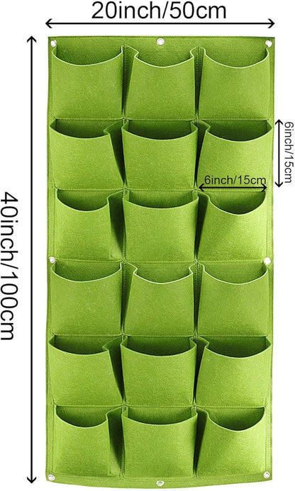 ZOENHOU 2 Pack Total 36 Roomy Pockets Green Vertical Garden Planter, Wall-Hanging Flower Pot Bags, Felt Wall Mount Balcony Planter Pouch for Herbs, Succulent, Flowers and Vegetables