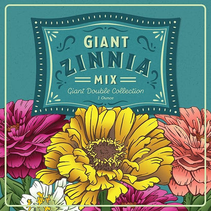Zinnia Seeds for Planting Outdoors ~3000 California Giant Mix Zinnia Seeds - Beautiful 4' Tall Wildflower Blossoms - Zinnia elegans Pollinator Seed Mix - Bright, Cheerful Annual Flower Seed