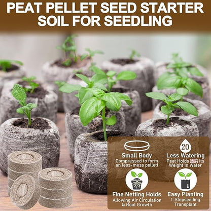 Legigo 200 Pcs 40mm Seed Starter Peat Pellets Pods for Seedlings- Compressed Seed Starting Pellets Seed Starter Pods Plugs Soil Peat Pods for Starting Seeds, Garden Planting Herb Flower Vegetables