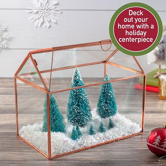 D'Eco Glass House Centerpiece (10x6x8)- Tabletop Planter Terrarium - Valentine's Day Home Decor & Wedding Letterbox - Fill with Succulents, Moss, Roses & Chocolates - Valentines Gift for Plant Lovers