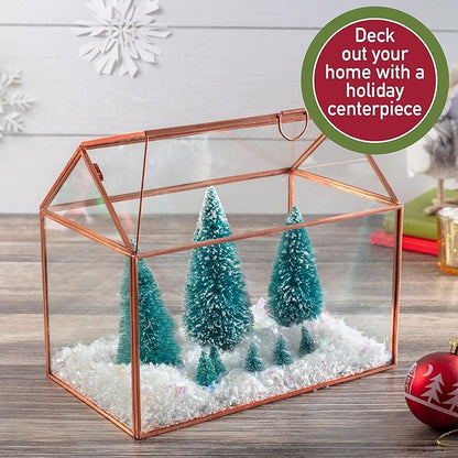 D'Eco Glass House Centerpiece (10x6x8)- Tabletop Planter Terrarium - Valentine's Day Home Decor & Wedding Letterbox - Fill with Succulents, Moss, Roses & Chocolates - Valentines Gift for Plant Lovers