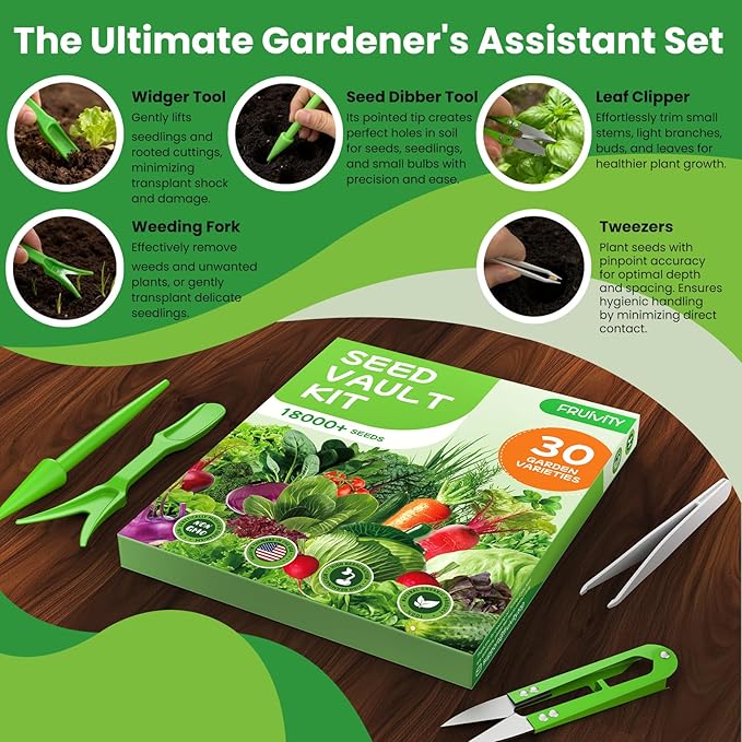 30 Heirloom Seeds Variety Pack - 18500+ Non-GMO Seeds for Planting Vegetables, Home Garden Seeds for Hydroponic, Indoor and Outdoor, Easter Unique Gift for Mother, Women, Mom, Friend, Her