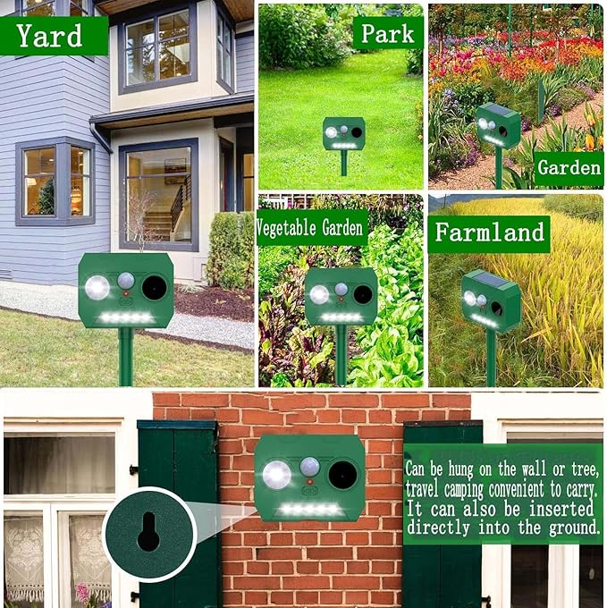 Solar Powered Cat Deterrent 4 Pack - Outdoor Garden & Lawn Protection Device, Weatherproof Design for Effective Cat Activity Reduction, Easy Installation