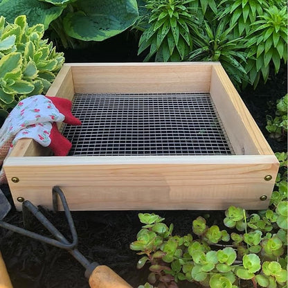 Dirt Sifter Screen - Handheld Garden Sifter | Compost Soil Screen Sifter, Solid Wooden Gravel Sifter, Soil Sieve Dirt Strainer for Compost Dirt Potting Soil Sifting Gravels Peat Moss Bonsai Tool