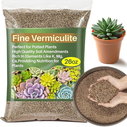 Sukh 26OZ Vermiculite - Organic Vermiculite for Plants Fine Horticultural Vermiculite Soil Amendments Vermiculite Bulk Soil Additive Perfect for Potted Plants and Garden Professional Grade 1-3mm
