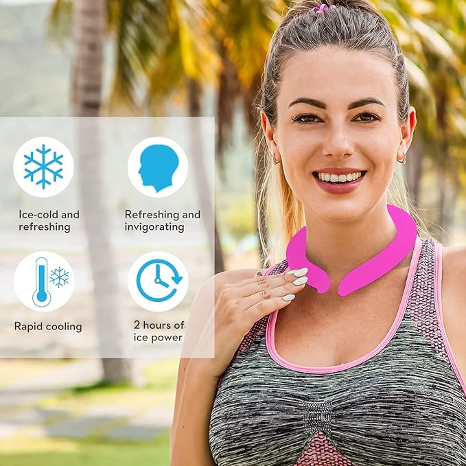 2PCS Neck Cooling Tube with Cold Insulated Bag,Reusable Ice Neck Cool Wearable Body Cooling Products for Summer Heat (Pink*2)