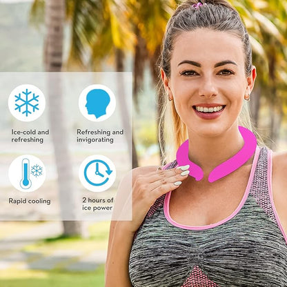 2PCS Neck Cooling Tube with Cold Insulated Bag,Reusable Ice Neck Cool Wearable Body Cooling Products for Summer Heat (Pink*2)