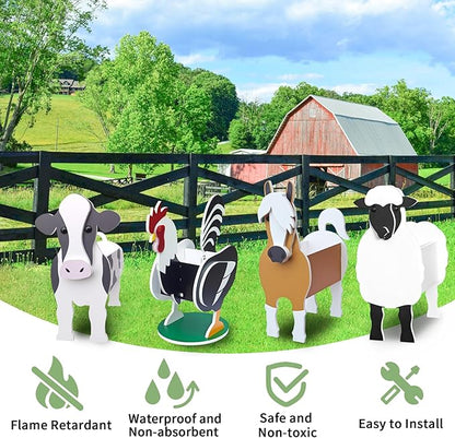Pet Flower Pots 4 Pcs Farm Animals Series Rooster/Horse/Cow/Sheep Cute Animal Shape Flower Planters, Plant Pots for Indoor/Outdoor Garden Decor, Unique Gifts/Souvenirs for Pet Lovers