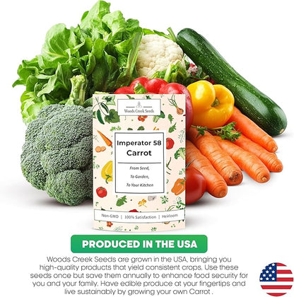 Imperator 58 Carrot Seeds for Planting – Heirloom Non-GMO Long Root Carrots for Home Gardens | Woods Creek Seeds