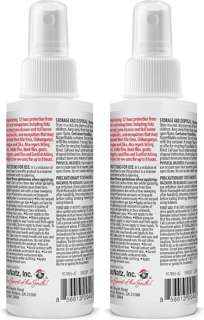 No Tickz Tick Repellent with 20% Picaridin, 12-Hour Protection from Ticks & Mosquitoes, Non-Greasy Formula, Made in The USA, Unscented, 4 Ounce Spray Bottle, 2-Pack