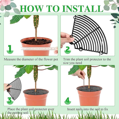 Sawysine 3 Pcs Plant Pot Cover Plant Protector from Animal Flower Pot Grid with Center Cutout Flower Cover Soil Protectors(Black,11.8 in)