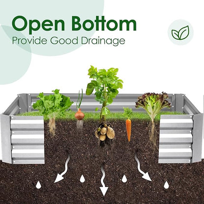 Quictent 6x3x1ft Galvanized Raised Garden Bed with Cover Metal Planter Bottomless Box w/ 2 Large Screen Windows Mini Greenhouse 20pcs T-Tags 1 Pair Gloves Outdoor Growing Vegetables (Green)