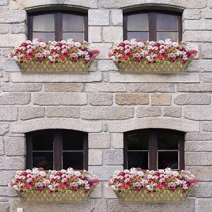 4 Pack 30 Inch Window Boxes Planters Railing Planter Box with Adjustable Brackets for Porch Fence Patio Balcony Hanging Flower Baskets with Coco Liners for Outdoor Garden Decor - Dark Grey