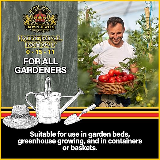 Royal Gold Crown Jewels Organic Imperial Boost 0-15-11 Dry Soluble Fertilizer, 5 lbs - for Excellent Fruit and Flower Production, Encourages Late Season Blossoms