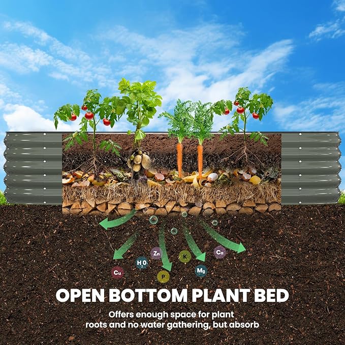 Raised Garden Bed, 8x2x1.5 FT Oval Raised Garden Beds Outdoor, 18” Raised Beds for Gardening Vegetables Flower Herb