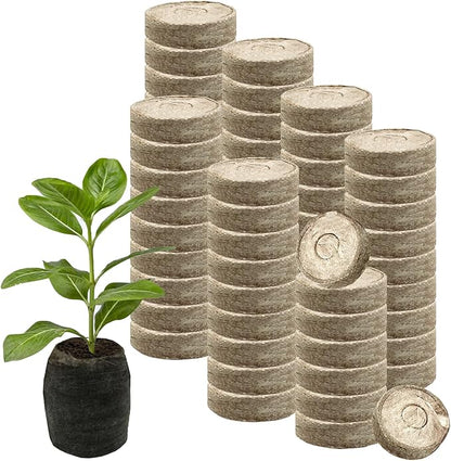 150Pcs 40mm Peat Pellet Fiber Soil Plant Seed Starters,Compressed Peat Nutrient Seedling Soil,Peat Pellets,Plant Pods Bulk for Seedling Transplanting Herbs Flowers Vegetables
