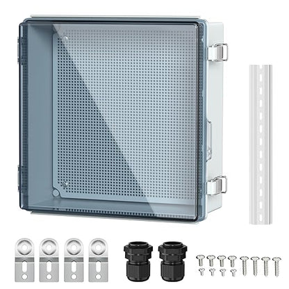 Joinfworld Outdoor Waterproof Electrical Box 13x13x5 Nema Box Weatherproof Plastic Electrical Box Outdoor WiFi Enclosure for Electrical Connection WiFi Router