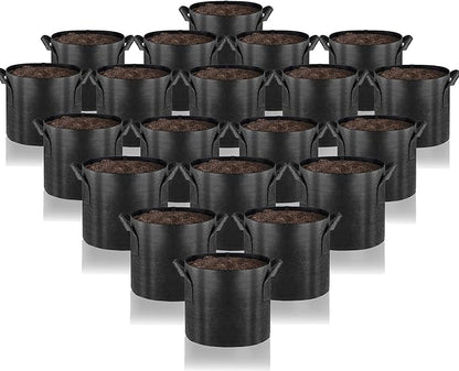 Gardenera Fabric Pots for Plants - 20-Pack 5 Gallon Grow Bags with Aeration and Handles, Perfect for Organic Gardening