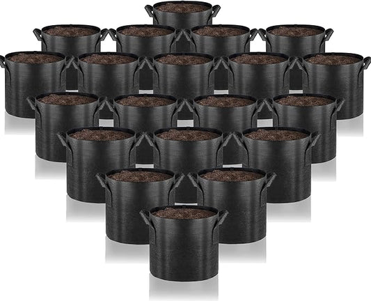 Gardenera Aeration Planters - 20-Pack 1 Gallon Fabric Grow Bags with Handles, Ideal for Seed Starting and Transplanting