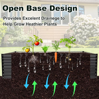 JERIA 8×4×2ft Galvanized Raised，Outdoor Metal Raised Garden Bed, Rectangular Deep Root Planter Box for Vegetables, Flowers, Herbs