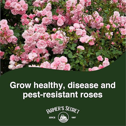 Farmer's Secret Rose Booster Fertilizer (32oz) - Super Concentrated - Formulated for All Types of Roses Throughout The Life Cycle - Encourages Healthy Growth and Vibrant Blooms