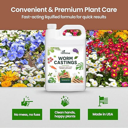 1 Gallon Worm Castings for Plants - Makes 256 Gallons of Earthworm Castings Compost Tea, Liquid Worm Casting – Nutrient-Rich Organic Compost Worms for Healthier Soil & Vibrant Plant Growth