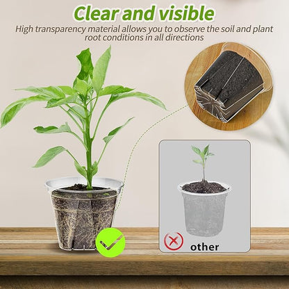 36 Pack Clear Nursery Pots for Plants, 3.9/4.7/5.5 Inch Reinforced Plastic Plant Pots with Drainage Holes High Transparency Plant Pot Seed Starter Pot High Transparency with 20 Plant Labels