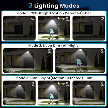 Light Sensor Auto Flip Solar Motion Sensor Outdoor Lights 2200mAh, 1500LM LED Wireless Solar Security Flood Lights Outdoor Waterproof IP65 No Flicker for Outside Yard Patio Fence, 2 Pack