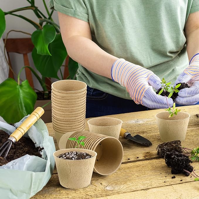 160 Pieces Peat Pots Seed Starters 4 Inch Peat Pots Round Biodegradable Seed Starting Pots with 160 Plant Labels, Planter Nursery Pots with Drainage Holes for Vegetable Seed