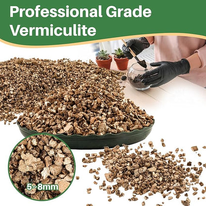 Sukh 14.6OZ Vermiculite - Organic Vermiculite for Gardening Plants Fine Horticultural Soil Amendments Bulk Additive Perfect Potted and Garden Professional Grade 5-8mm