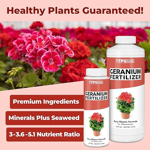 Geranium Fertilizer, Complete Grow and Flowering Liquid Geranium Plant Food, 32 oz (1 Quart)