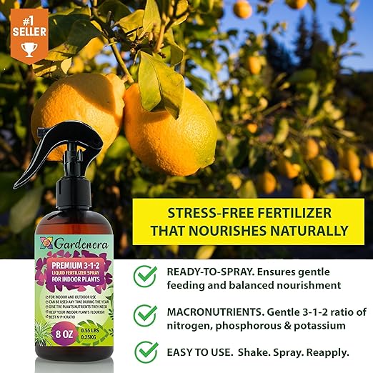 Gardenera Proffesional Snake Plant Spray Fertilizer Mist for Home Gardening | 3-1-2 Gentle Blend Mist for Healthy Leaves & Growth | Essential Nutrients for Snake Plants - 8oz