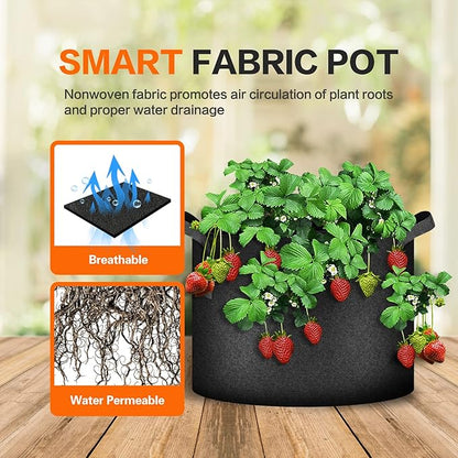 iPower Plant Grow Bag 5 Gallon 6-Pack Heavy Duty Fabric Pots, 300g Thick Nonwoven Fabric Containers Aeration with Nylon Handles, for Planting Vegetables, Fruits, Flowers, Black 2024 Version