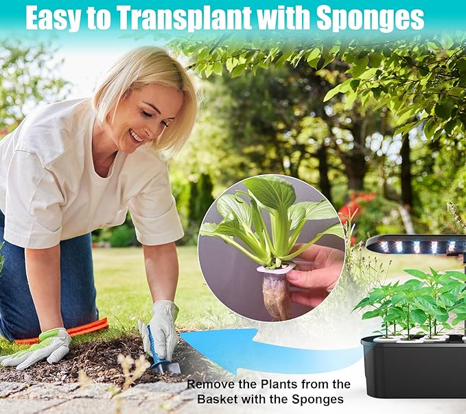 Seed Pods Kit Hydroponics Supplies with 12 Square Grow Sponges, 12 Square Grow Baskets, 12 Grow Domes, A&B Solid Nutrient Plant Food, 12 Labels and 1 Tweezer, Compatible with QYO, LYKO, iDOO IG201
