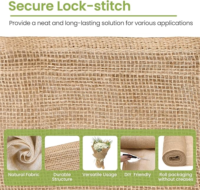 Burlap Roll, 40 x 160 ft, Heavy Duty Natural Jute Fabric for Weed Barrier, Tree Wrap, Gardening, Crafts, Wedding Decor (40IN*160FT)