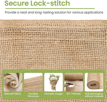 Burlap Roll, 40 x 160 ft, Heavy Duty Natural Jute Fabric for Weed Barrier, Tree Wrap, Gardening, Crafts, Wedding Decor (40IN*160FT)