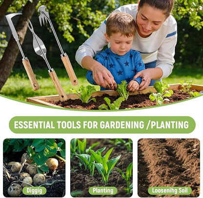 3 Pcs Set Weed Puller Tool,Hand Weeder Tool,4Teeth Uprooting Weeding Tool, Crack and Crevice Weeder, Gardening Weeding Artifact Tool