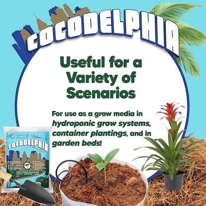 Organic Mechanics Cocodelphia Premium Coco Coir, 1.76 Cu Ft - Enhances Nutrient Retention for Hydroponics, Container Planting & Garden Beds - Peat-Free & Eco-Friendly