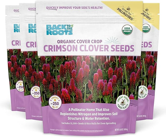 Back to The Roots 100% Organic Crimson Clover Cover Crop Seeds, Covers ~1000 sq. ft.
