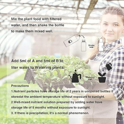 Hydroponic Nutrient Plant Food Supplies - Suitable for Both Hydroponics Growing System and Soil Planting, Compatible with All Indoor Herb Garden Plants Accessories