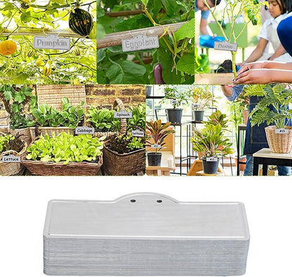Aluminum Plant Tags 100Pcs with 100 Ties, Waterproof Garden Labels for Outdoor Identification, Greenhouse and Tree Markers for Plants Flowers Vegetables, Durable Metal Tags for Cables Equipment Pets