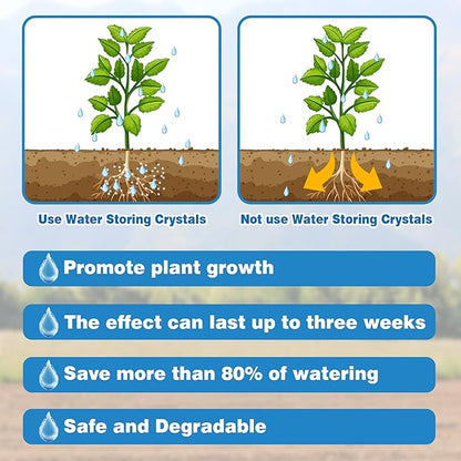 3LB Water Storing Crystals for Plants, Soil Moisture Control Water Gel Beads with Spoon, Super Absorbent Polymer for Potting Soil, Prevent Overwatering & Drought Stress