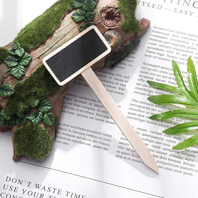 Exceart Mini Wooden Chalkboard Plant Labels Wooden Plant Markers Tags Nursery Garden Labels Planter Pot Markers Stakes for Home Gardening Supplies 40pcs