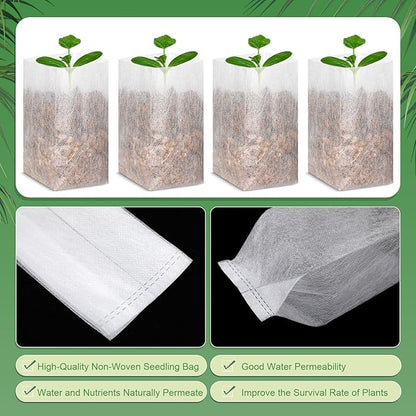 1000 Pcs Nursery Seed Non Woven Plants Nursery Bags 5.9 x 6.3 Inch Fabric Seedling Pots Grow Bags Plants Pouch for Vegetables Flower for Home Garden Greenhouse Supplies
