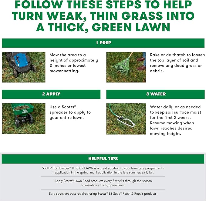 Scotts Turf Builder THICK'R LAWN Grass Seed, Fertilizer, and Soil Improver for Tall Fescue, 4,000 sq. ft., 40 lbs.