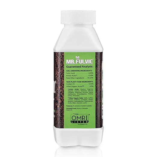 Mr. Fulvic Organic Fulvic Acid Plant Amendment, Natural Humic Soil and Hydroponic Nutrient Enhancer - Lawn and Garden Growth, Plant Health (1 Liter)